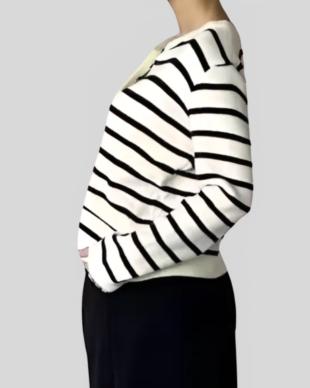 Cárdigan a Raya Blanco y Negro para Mujer