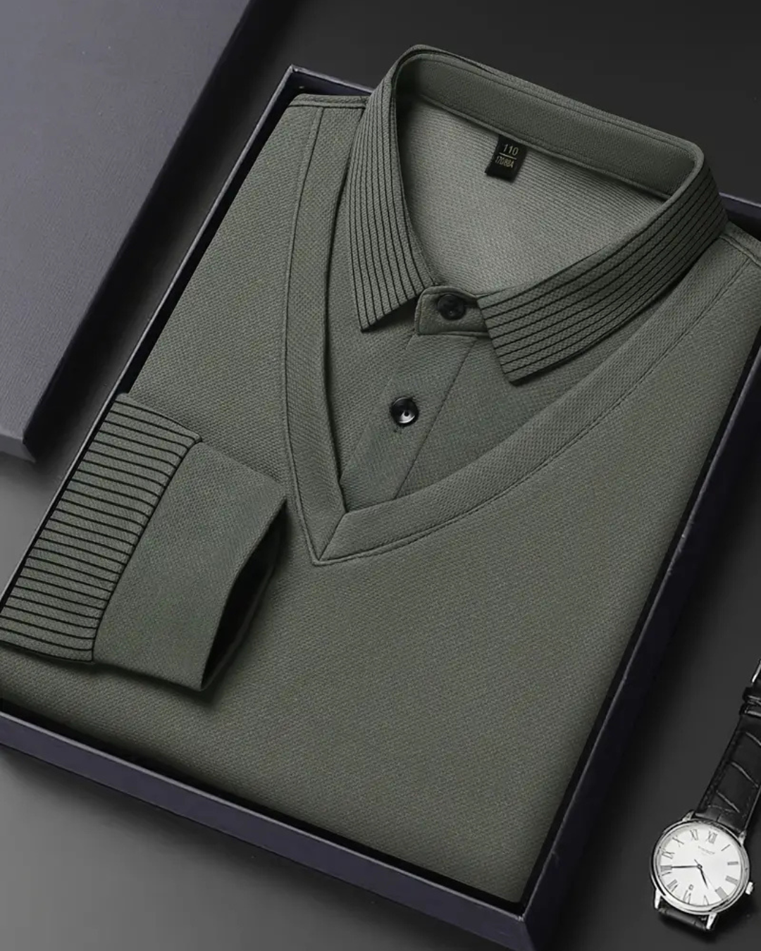 Camisa de Dos Piezas con Cuello Falso a Rayas para Hombres