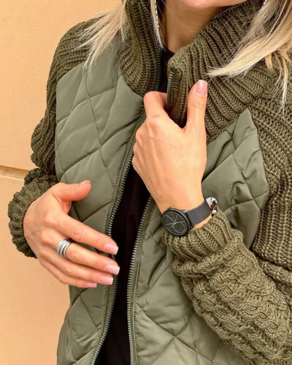 Abrigo de manga larga casual con ajuste de cremallera para mujer