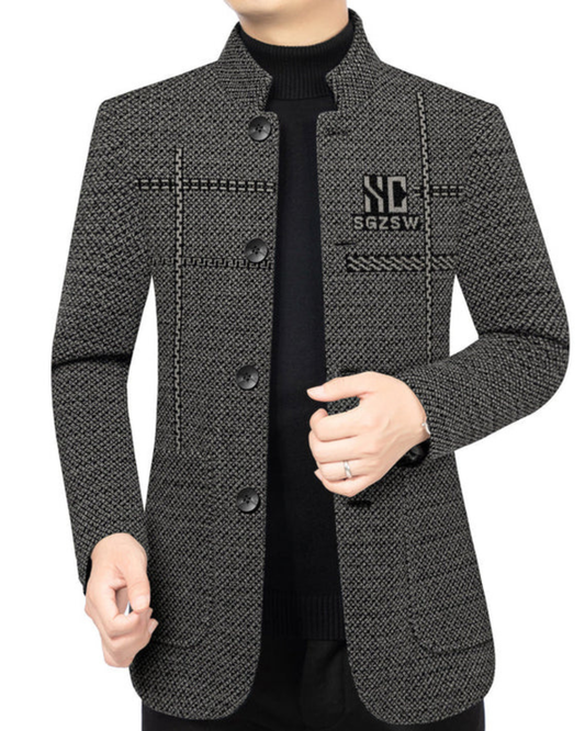Chaqueta Térmica de Punto para Hombre con Cuello Subido