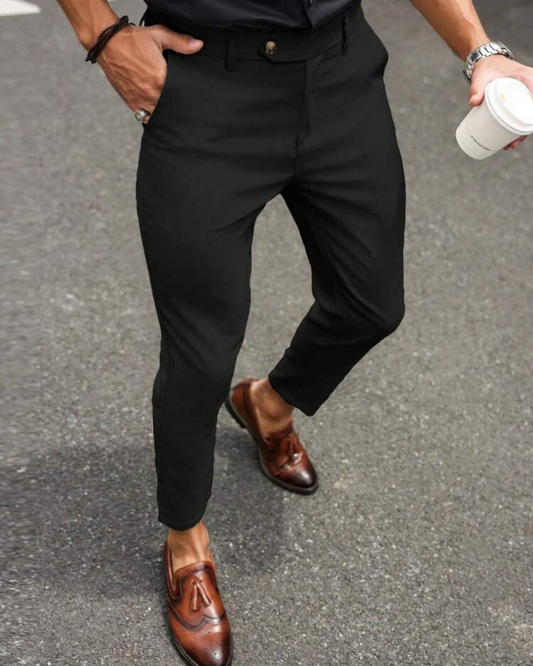 Pantalón de Corte Recto con Tejido Elástico para Hombre