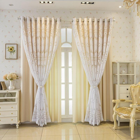 Cortina Doble de Tejido Grueso con Bloqueo de la Luz y Diseño Moderno (Dimensiones 265 cm largo x 166 cm ancho)