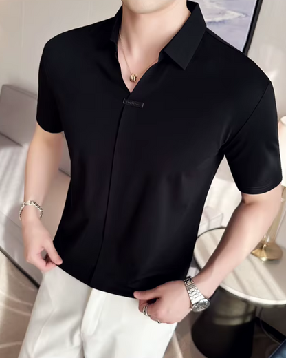 Polo de Hombre de Gran Elasticidad Ligero Suave y Resistente a las Arrugas en Color Liso