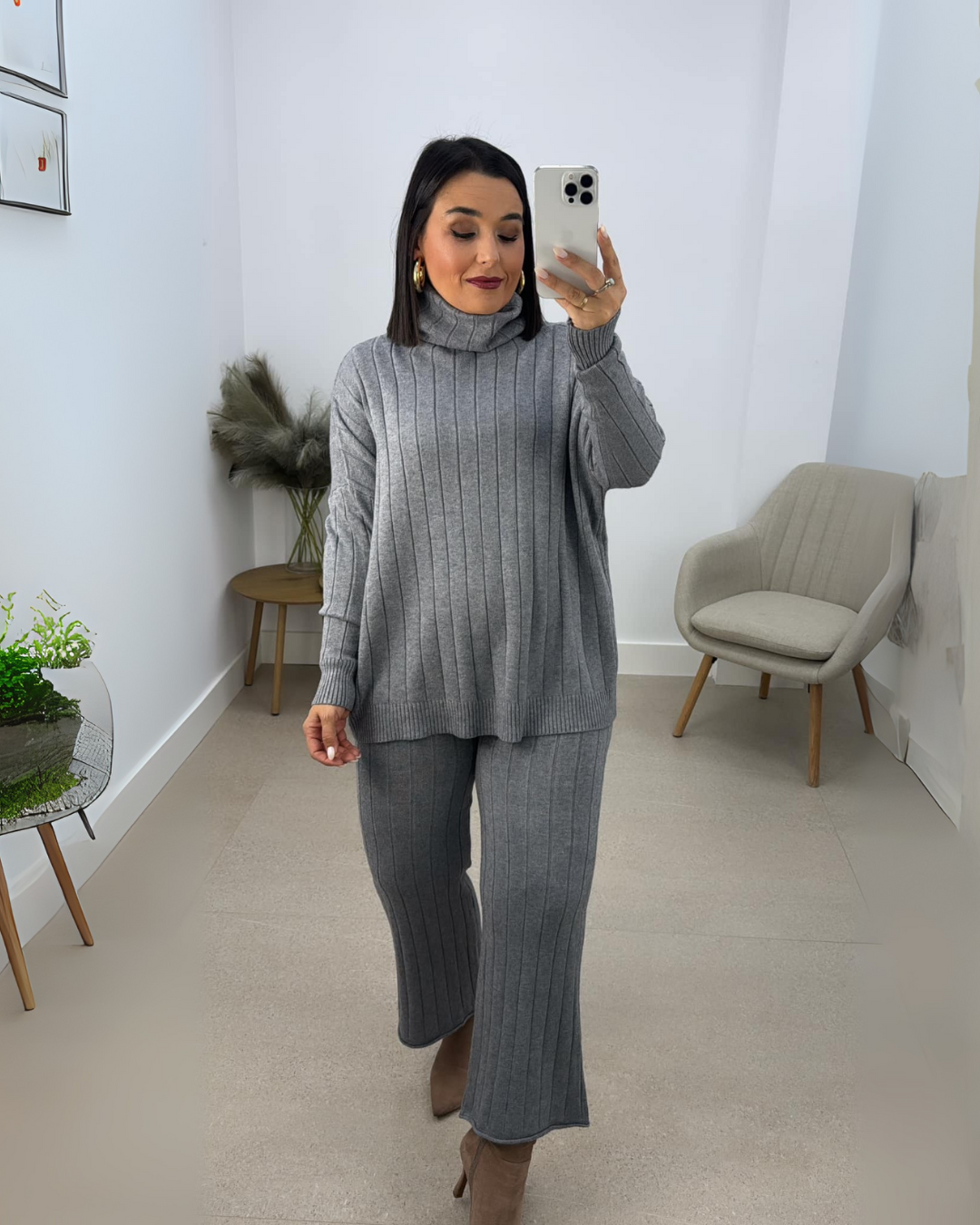 Conjunto Holgado de Dos Piezas con Suéter para Mujer