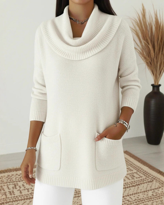 Suéter Monocromático de Mujer con Bolsillos Frontales para Mujer