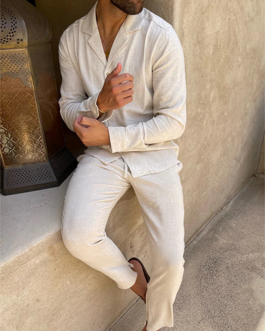 Conjunto Elegante con Acabado en Lino para Hombres