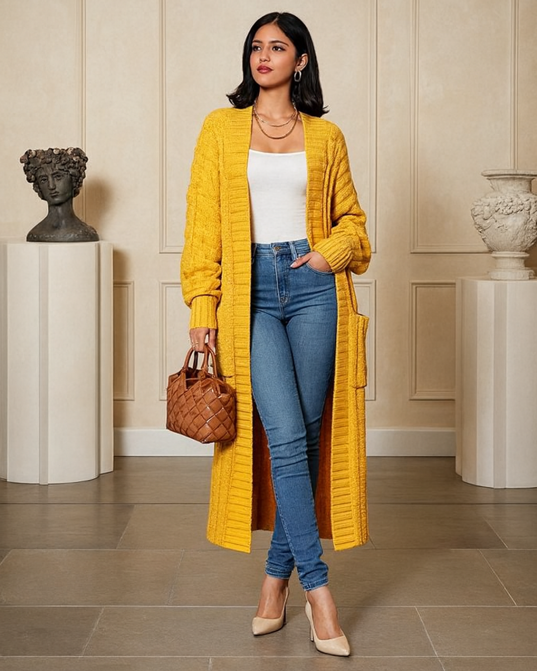 Cárdigan Largo de Punto para Mujer®