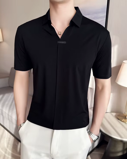 Polo de Hombre de Gran Elasticidad Ligero Suave y Resistente a las Arrugas en Color Liso