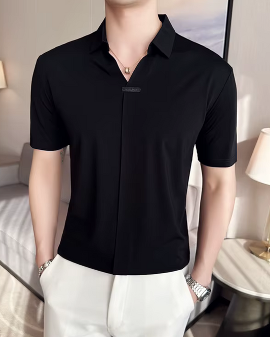 Polo de Hombre de Gran Elasticidad Ligero Suave y Resistente a las Arrugas en Color Liso