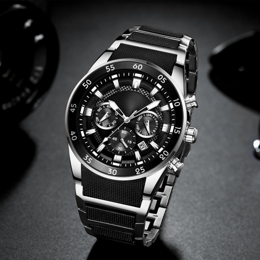 Reloj de cuarzo multifunción para hombre, resistente al agua