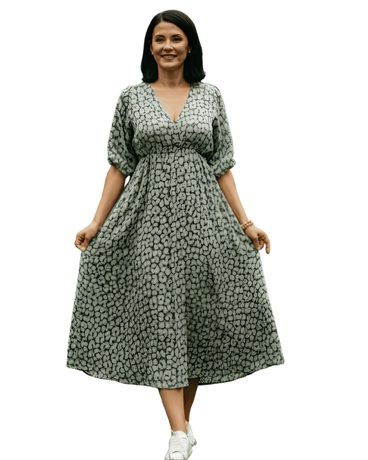 Vestido Estampado de Temporada con Cuello en V