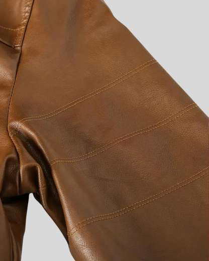 Chaqueta de Cuero con Capucha para Hombre