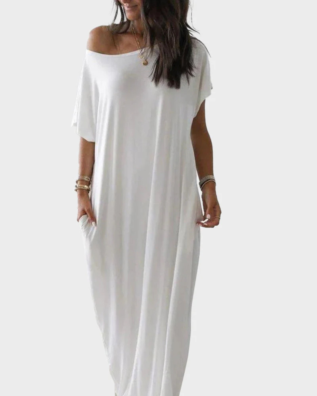 Vestido Holgado de Hombros Caídos Para Mujer