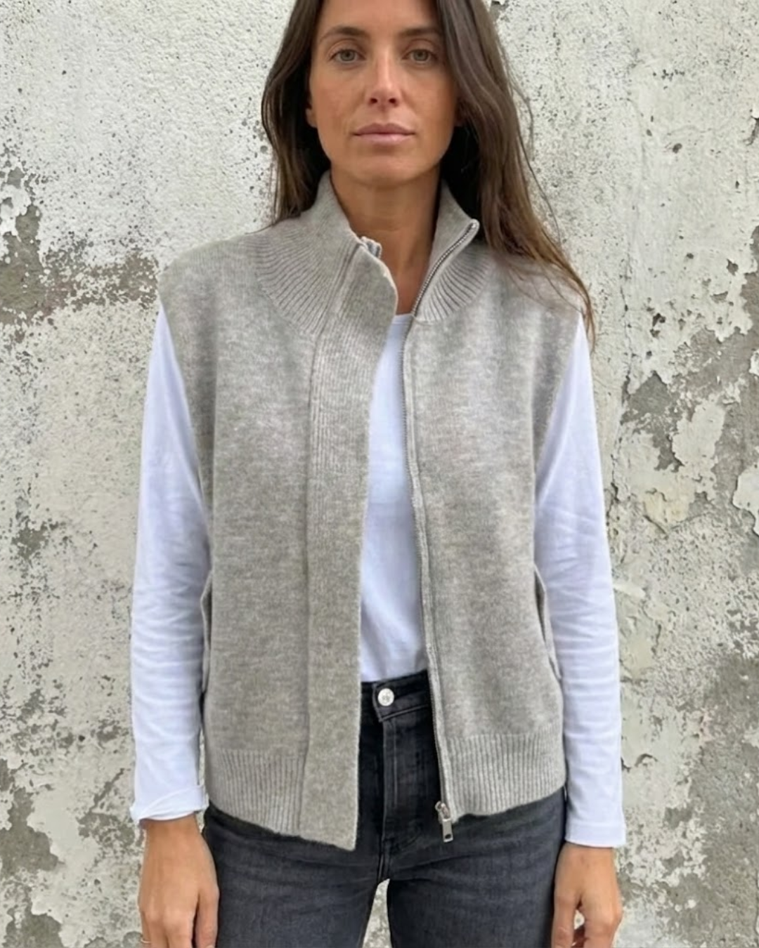 Suéter sin Mangas con Cremallera Frontal