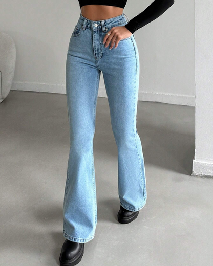 Pantalón Claro Corte Alto Estilo Campana