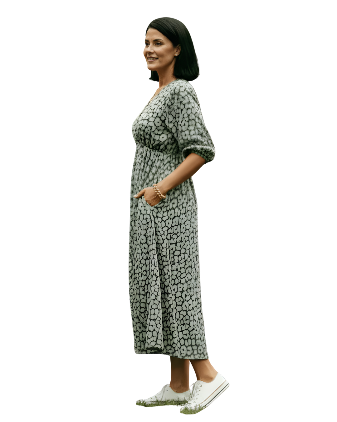 Vestido Estampado de Temporada con Cuello en V