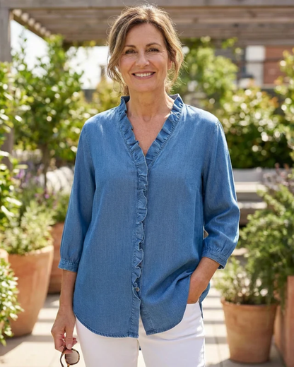 Blusa Fluida con Cuello en V para Mujer