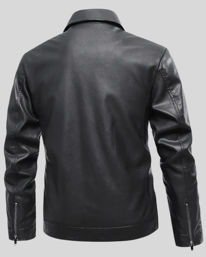 Chaqueta de Piel con Solapa para Hombre