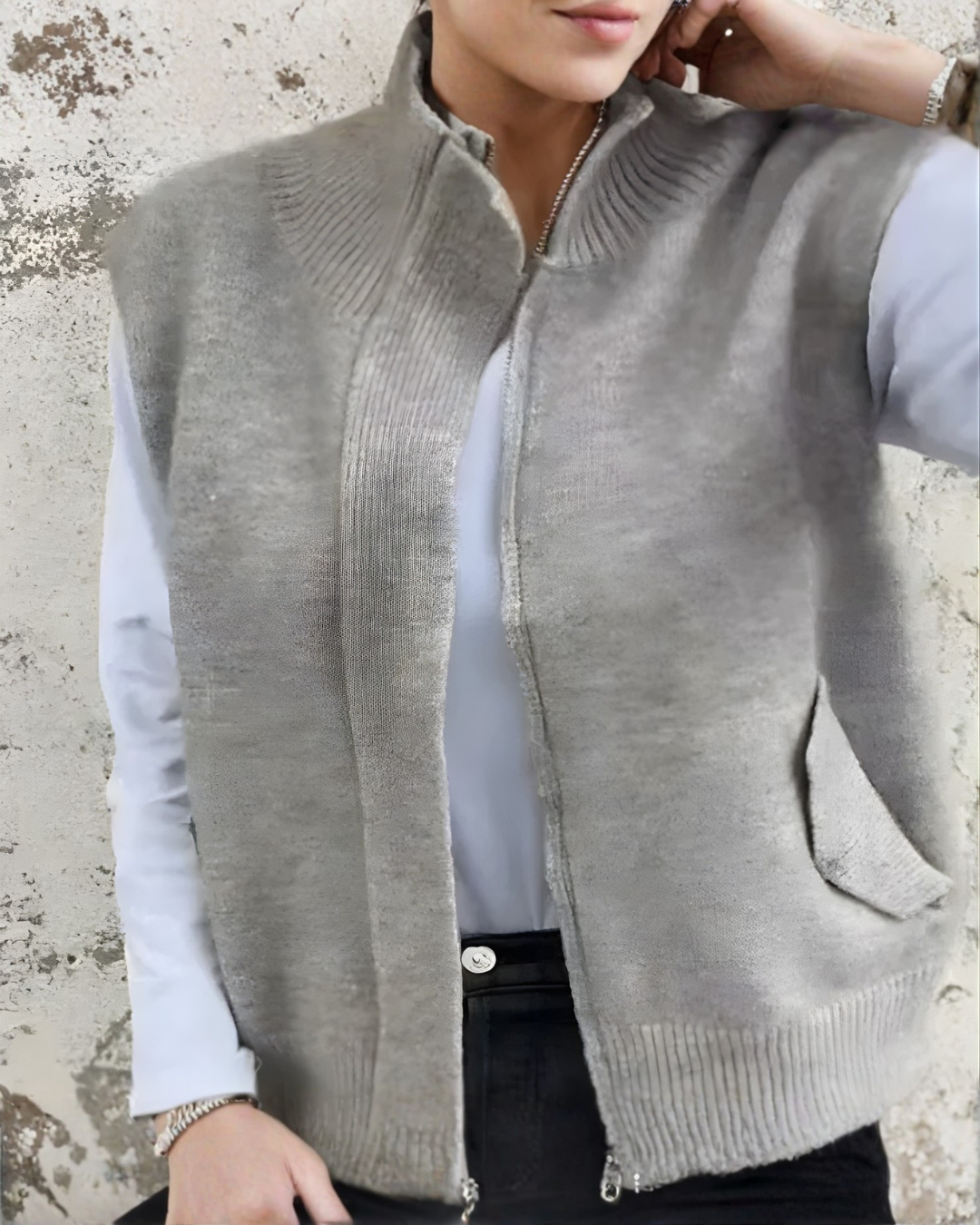 Suéter sin Mangas con Cremallera Frontal