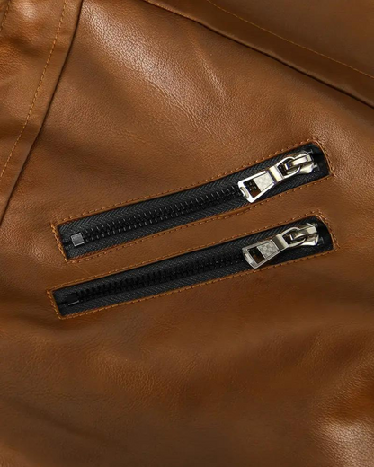 Chaqueta de Cuero con Capucha para Hombre