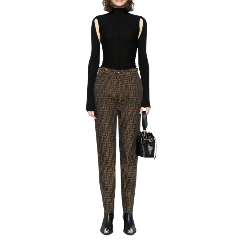 Pantalón con Estampado en Tono Marrón para Mujer