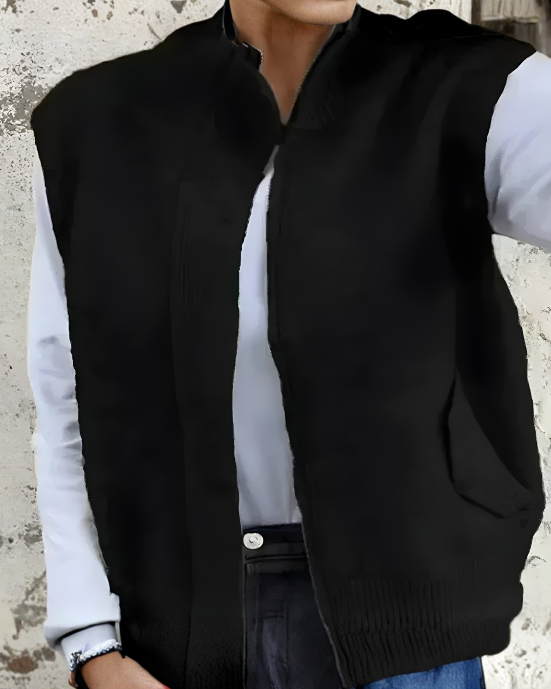 Suéter sin Mangas con Cremallera Frontal