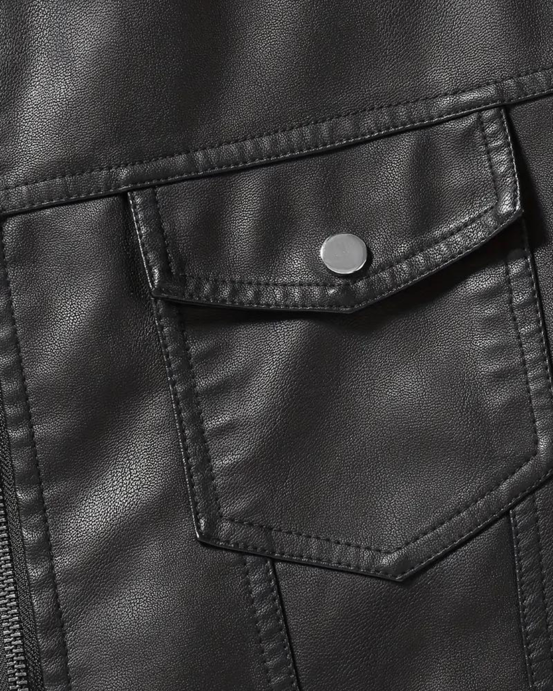 Chaqueta de Piel con Solapa para Hombre