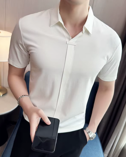 Polo de Hombre de Gran Elasticidad Ligero Suave y Resistente a las Arrugas en Color Liso