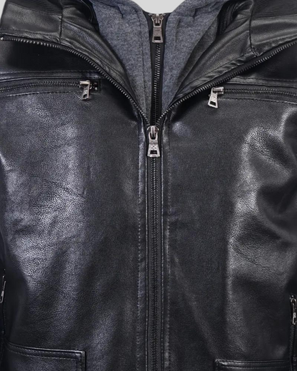 Chaqueta Rebel de Cuero con Capucha