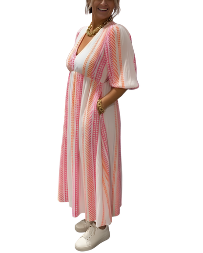 Vestido Estampado de Temporada con Cuello en V