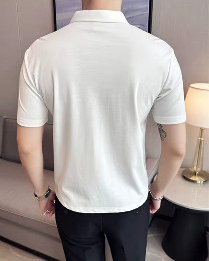 Polo de Hombre de Gran Elasticidad Ligero Suave y Resistente a las Arrugas en Color Liso