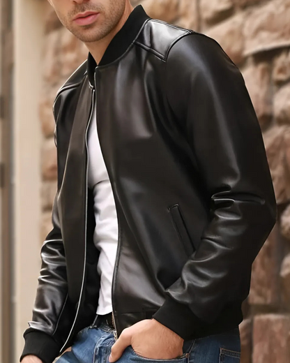 Chaqueta Bomber de Cuero para Hombre